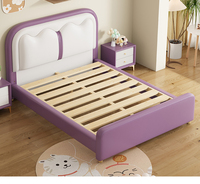Lit rembourré en cuir moderne, créatif, nouveau design, doux, mignon, confortable, avec cadre en bois de pin, meubles pour chambre d'enfants et de filles