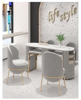 Table de Manucure Professionnelle Moderne Rose pour Bar à Ongles, Poste de Technicien de Salon de Beauté pour Ongles en Gel