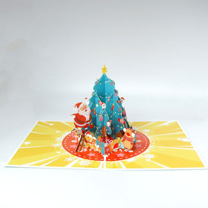 การ์ด3D สุดสร้างสรรค์สีสันสดใสรูปซานตาคลอสปีนป่ายต้นคริสต์มาสเพื่อตกแต่งของขวัญการ์ดอวยพรป๊อปอัป3D แบบกางออก - Product Image 2