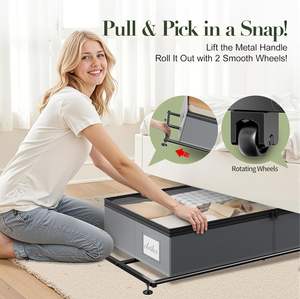 Bacs de rangement sous lit personnalisés avec roulettes, couvercles transparents, organisateur roulant pour vêtements, chaussures, jouets, couvertures - Product Image 6
