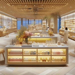 Vitrina de madera iluminada LED personalizada para escaparate de productos cosméticos y para el cuidado de la piel - Product Image 5