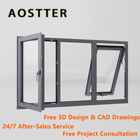 Ventana Abatible y Giratoria de Ahorro Energético AOSTTER, Ventanas Modernas de Aluminio, Ventanas y Puertas Abatibles