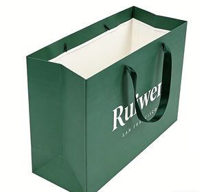 Sacs de courses en papier vert recyclé personnalisés pour vêtements, emballage promotionnel, avec votre propre logo, vente en gros, poignée artisanale personnalisée - Product Image 5