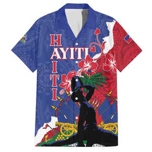 Camicia Hawaiana Personalizzata per il Mese del Patrimonio di Haiti, Nero Marrone con Ibisco, Camicia a Maniche Corte Personalizzata per la Festa dell'Indipendenza di Haiti - Product Image 3