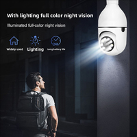 Caméra de surveillance à 360 degrés pour usage domestique, installation gratuite, portable, vision nocturne couleur, caméra de surveillance intérieure E27