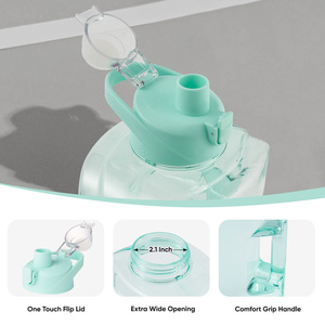 Botella de agua deportiva de plástico sin BPA de gran capacidad de 87 onzas, tapa abatible con un solo toque, a prueba de fugas, con mango de agarre cómodo para gimnasio y exteriores - Product Image 4