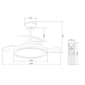 Ventilateur de plafond silencieux à intensité variable avec lumière LED, vitesse réglable, pales réversibles, pour usage intérieur (maison, bureau) - En stock en Espagne - Product Image 5