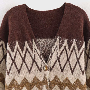<span class=keywords><strong>Camisa</strong></span>/Blusa de Punto con Cinturón Jacquard Retro de Otoño para Mujer, Estilo Europeo y Americano, Comercio Exterior Transfronterizo - Product Image 3