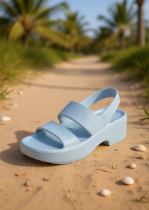 Sandali Unisex in EVA con Doppio Cinturino, Comodi, Estivi, Tacco Piatto, Punta Aperta, Tinta Unita, Stile Slip-On con Plateau - Product Image 2