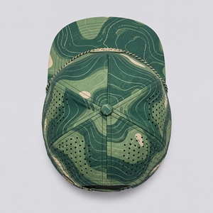Casquette de golf Topo Camo vert beige imperméable avec patch PVC, cordon, 5 panneaux, perforations laser, respirante, snapback, pour hommes et femmes - Product Image 5