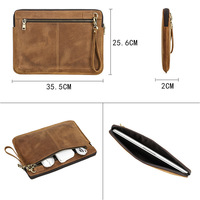 14 pulgadas Apple Laptop Bag Vintage cuero genuino cremallera funda protectora de mano