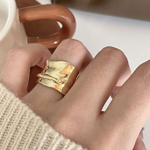 Gioielli di moda 925 argento pesante anello largo per le donne o gli uomini 18K placcato in oro 925 argento sterling anelli regolabili aperti all'ingrosso - Product Image 1