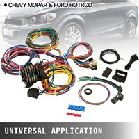 Kit Kabel Harness Tahan Air 21 Jalur Multiwarna 17 Sekring PBT/Nylon Karet untuk Mobil Chevrolet Mopar Hotrods Ford Chrysler General