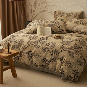 Vintage stijl plantendekbedovertrekset van fleece, warme winterbeddengoedset - Product Image 3