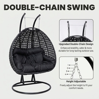 Fauteuil suspendu double pour 2 personnes, grand modèle, avec support, couleur personnalisable, en osier, pour patio, vente en gros
