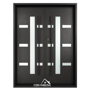 Portes d'entrée doubles en verre personnalisées de luxe Serrure de sécurité intelligente antivol Design décoratif fait à la main pour l'hôtel Mansion/Villa - Product Image 6