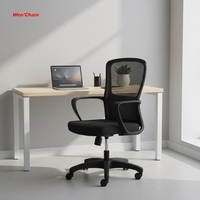 Chaise pivotante en maille minimaliste de haute qualité, coussin d'assise confortable, design CKD, chaise de réception pour le personnel, chaise de bureau