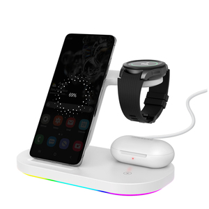 Producto más vendido 3 en 1 soporte de cargadores inalámbricos para iPhone RGB Night Light 15W estación de carga rápida para <span class=keywords><strong>Samsung</strong></span> para <span class=keywords><strong>Airpods</strong></span> - Product Image 1