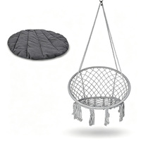 Fauteuil suspendu en macramé avec pompons et coussin moelleux, chaise hamac d'intérieur et d'extérieur pour balcon, chambre et patio