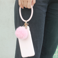 Vente flash : porte-clés de défense personnelle avec pompon de 8 cm, accessoires pour porte-clés, porte-clés pompon