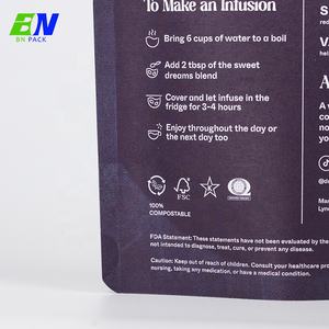 Sachet <span class=keywords><strong>Doypack</strong></span> Tenant Debout en Papier Kraft Biodégradable et Compostable avec Fermeture Éclair et Impression Personnalisée - Product Image 5