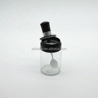 Tarro de cristal de 250ml con tapa y cuchara integrada, recipiente hermético para especias, sal y azúcar para cocina
