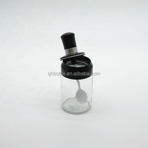 Tarro de cristal de 250ml con tapa y cuchara integrada, recipiente hermético para especias, sal y azúcar para cocina - Product Image 3
