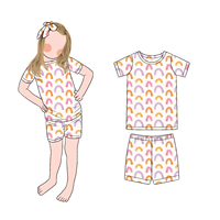 Vente en gros tissu bambou pyjama deux pièces manches courtes et short pour filles, tenue quotidienne, vêtements confortables pour la maison
