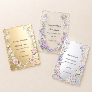 Invitaciones de Boda de Acrílico Grabadas con Láser Personalizadas, Tarjetas de Invitación de Lujo en Dorado, Plateado y Transparente para Eventos - Product Image 1