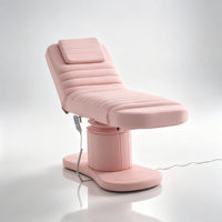 Fauteuil de soin esthétique électrique à 3 moteurs en cuir PU rose, réglable en hauteur, inclinable et rotatif, lit de spa facial cosmétique
