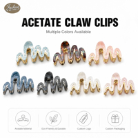 Pince à cheveux élégante Jachon avec logo personnalisé, design vague, en acétate, pince requin pour queue de cheval haute, accessoires capillaires pour femmes