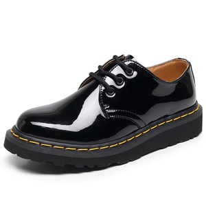Botines de Moda para <span class=keywords><strong>Mujer</strong></span>, de Cuero Genuino, Tacón Grueso, Punta Redonda, Tallas Grandes, Suela Gruesa, Zapatos para Caminar, para Oficina y Universidad - Product Image 5