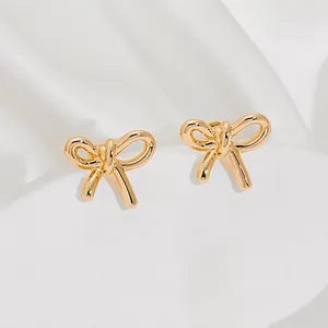 European American Finely Polished Shiny Stainless Steel Earrings Fashion Design Popular Bow Earrings INS Style Gifts For Women