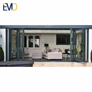 Puerta Plegable Negra de Doble Vidrio para Patio Exterior de Villa, Personalizada de Fábrica y de Alta Calidad - Product Image 1