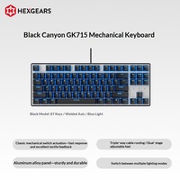 Clavier mécanique filaire pour jeux HEXGEARS GK715 87 touches, interrupteurs Kailh Blue, rétroéclairage blanc, panneau en alliage, anti-ghosting 1000Hz