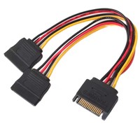 Cable de extensión SATA II de alta calidad, divisor de alimentación de disco duro de 15 pines SATA macho a 2 hembra de 15 pines, cable de extensión en Y de 1 a 2, 20 cm