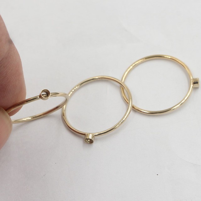 14K Gold Filled Semi-Finished Band Ring With Blank Bezel Tray for DIY Zircon Setting Permanent Jewelry Findings Components