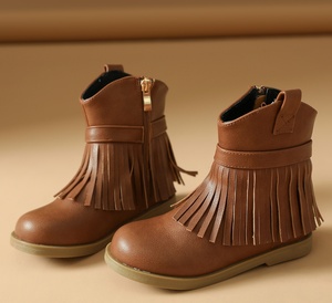 Fashion and Cool Versatile Children's <b>Girl</b> Tassel <b>Cowboy</b> <b>Boots</b> Kid Leather <b>Boots</b> Newborns Prewalkers - Product Image 5