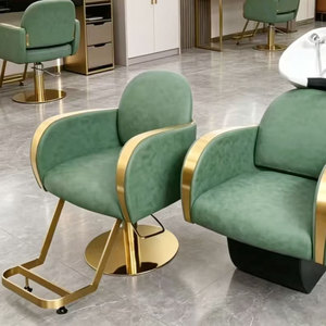 Chaise de barbier hydraulique rotative avec base en acier inoxydable pour salon de coiffure - Product Image 4