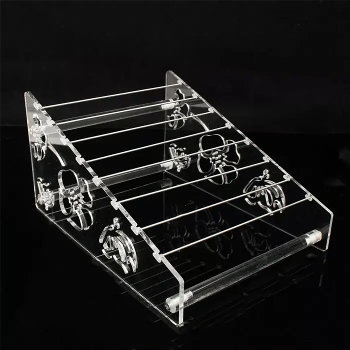 2 Way Acrylic Clear Beads Display Rack With Metal Rods 8 Tier Acrylic Bracelet Charm Jewelry Display Holder Stand