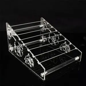 2 Way Acrilico Beads Chiaro Display Rack Con Barre di Metallo 8 Tier Acrilico Braccialetto di Fascino Dei Monili Display Del Supporto Del Basamento