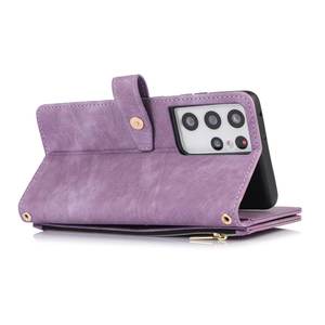 <span class=keywords><strong>Pochette</strong></span> portefeuille à fente pour carte PU à fermeture éclair avec coque de téléphone à fermeture magnétique pour Samsung <span class=keywords><strong>S22</strong></span> S23 Plus S24 <span class=keywords><strong>Ultra</strong></span> - Product Image 4