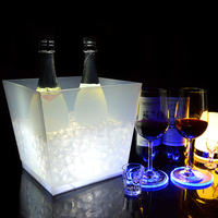 Seau à glace en plastique à double paroi de 10 L avec LED à 7 couleurs changeantes, idéal pour les boissons de fête