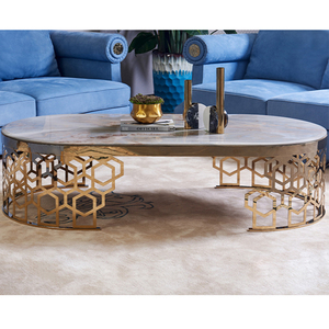 Mesa de centro de mármol de lujo moderno de lujo <span class=keywords><strong>Jazz</strong></span> Color oro blanco pierna superior de mármol mesa de <span class=keywords><strong>café</strong></span> - Product Image 4