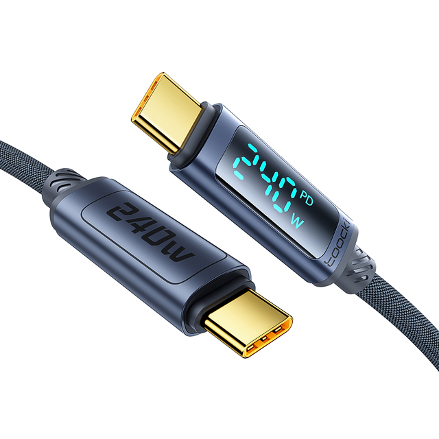 Toocki Super Fast 240W PD3.1 Digital Display USB-C to USB-C Cable With E-Marker Chip for Laptop Tablet Phone