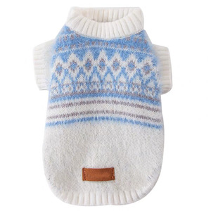 Pull pour chien Dalang, automne-hiver, épais et chaud, bleu kaki, motif géométrique, polyester, vêtements pour petits animaux de compagnie, pour Bichon Frise - Product Image 4