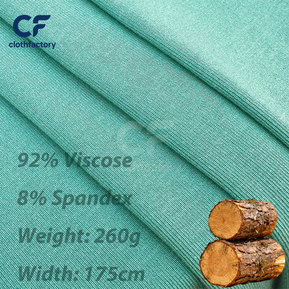 Modal 92% Viscose 8% Spandex Custom-Cut Fabric 260G in Stock Cotton Spandex Ribbed Tank Top Base Layer Fabric Rib Knit Fabric