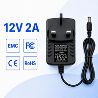 Adaptateurs secteur AC/DC multi-prises 12V 2A 24W CE RoHS prêts à être expédiés aux États-Unis, en Europe, au Royaume-Uni et en Australie pour routeurs sans fil et commutateurs réseau