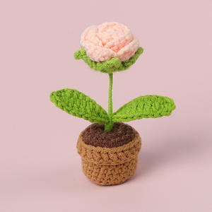 Décoration d'intérieur, bouquet de fleurs artificielles tissées, fil de laine, cœur, tulipe, tournesol, plante en pot, fleur artificielle tricotée - Product Image 6