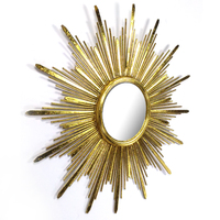 Meilleur vendeur Miroir mural décoratif en forme de soleil moderne avec cadre en métal doré pour salon